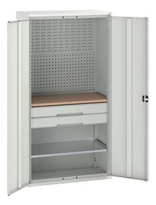Bott Verso Basic Tool Cupboards Cupboard with shelves Verso 1050x550x2000H Cupboard 2 Drawer 1 Shelf Louvre Panel